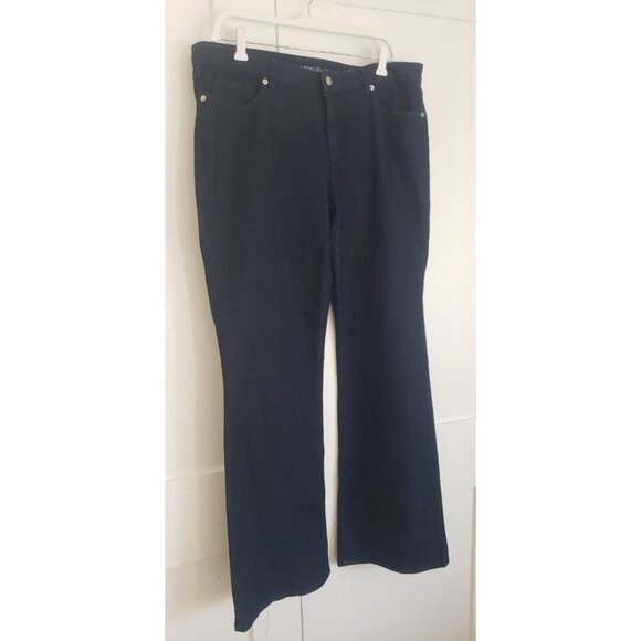 MICHAEL KORS WOMAN'S  HIGH RISE FLARED DARK RINSE 5-POCKET JEANS SZ 14 - Picture 2 of 6